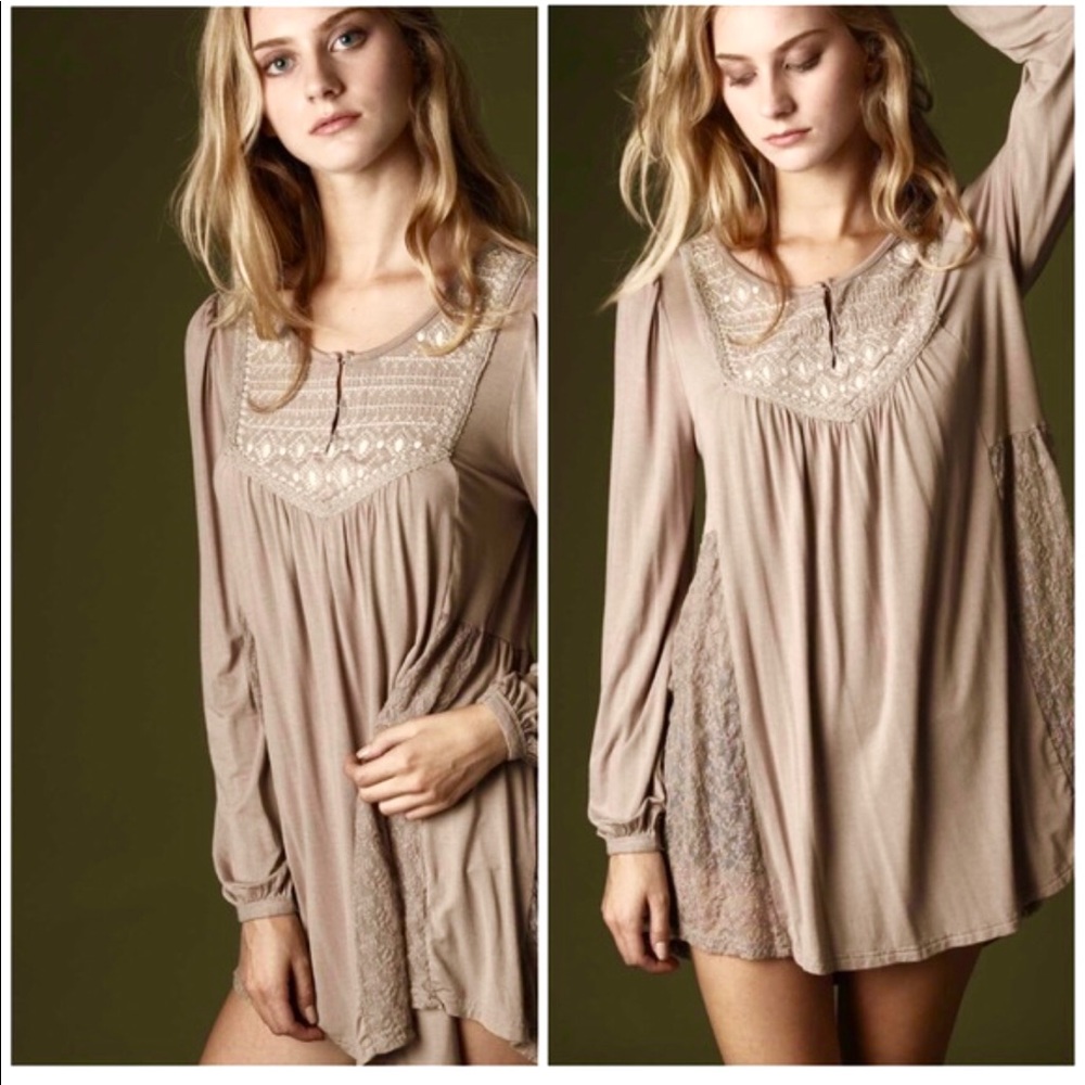 Long Sleeve Embroidered Boho Tunic